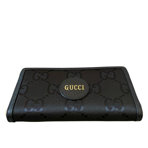 GUCCI Off The Grid Zip Around Long Wallet GG Logo Nylon Leather Black Gold New - Picture 8 of 16
